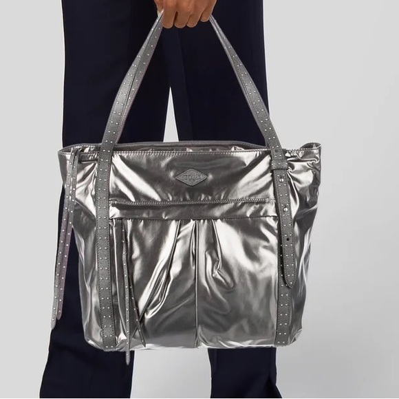 MZ WALLACE METALLIC LEATHER AND NYLON TOTE - Picture 7 of 7
